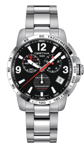 Certina DS Podium Lap Timer Stainless Steel / Black / Bracelet