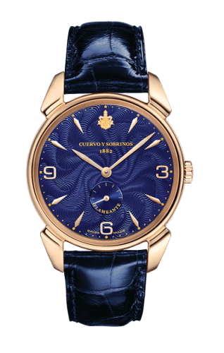 Cuervo y Sobrinos Historiador Flameante Rose Gold / Blue / Alligator