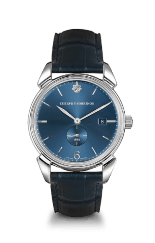 Cuervo y Sobrinos Historiador Segundos Pequeños Stainless Steel / Blue / Alligator