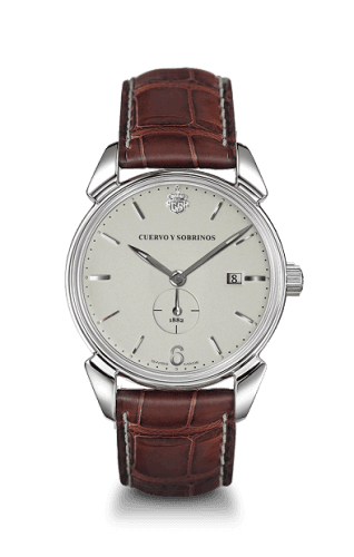 Cuervo y Sobrinos Historiador Segundos Pequeños Stainless Steel / Ivory / Alligator