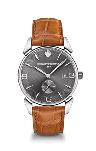 Cuervo y Sobrinos Historiador Segundos Pequeños Vintage Stainless Steel / Black / Alligator