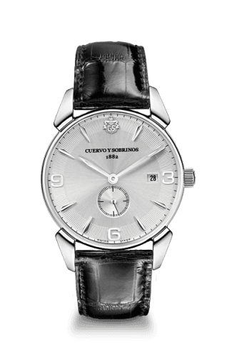 Cuervo y Sobrinos Historiador Segundos Pequeños Vintage Stainless Steel / Silver / Alligator