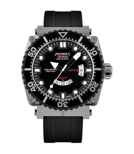 Formex Diver Quartz GMT Black / Rubber