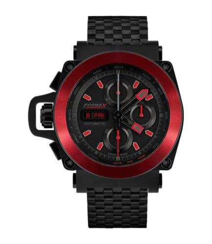Formex Motorsport Automatic Chronograph PVD / Red Bezel / Black / Bracelet