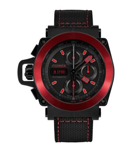 Formex Motorsport Automatic Chronograph PVD / Red Bezel / Black / Calf