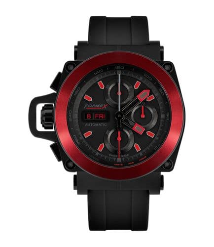 Formex Motorsport Automatic Chronograph PVD / Red Bezel / Black / Rubber