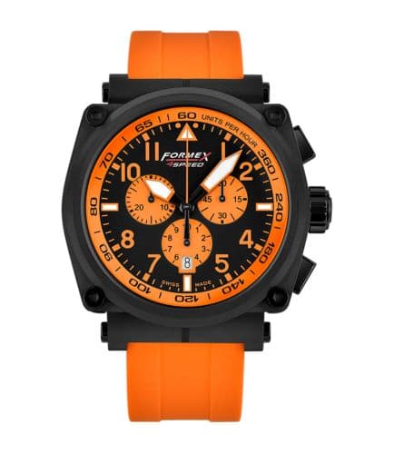 Formex Pilot Quartz Chronograph PVD / Black - Orange / Rubber