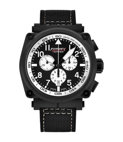Formex Pilot Quartz Chronograph PVD / Black - White / Calf