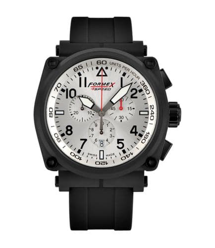 Formex Pilot Quartz Chronograph PVD / Silver / Rubber