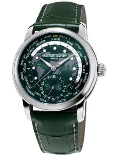 Frederique Constant Manufacture Worldtimer / Stainless steel / Green