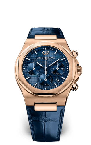 Girard-Perregaux Laureato 38 Chronograph Pink Gold / Blue/ Alligator