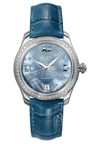 Glashütte Original Lady Serenade Stainless Steel / Diamond / Blue MOP - Index Line / Alligator / Pin