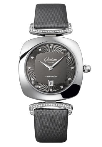 Glashütte Original Pavonina Date Stainless Steel / Diamond / Grey / Calf - Pin