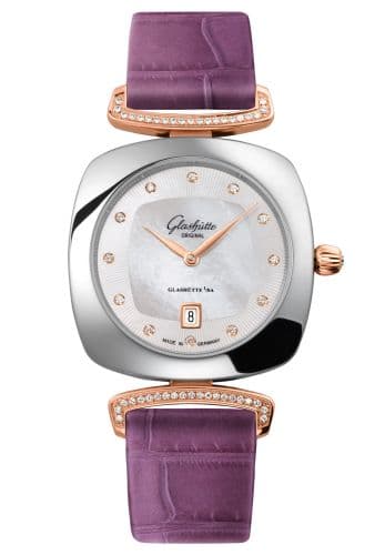 Glashütte Original Pavonina Date Stainless Steel / Red Gold / Diamond / MOP / Alligator