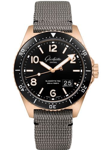 Glashütte Original SeaQ Panorama Date Red Gold / Black / Synthetic - Folding