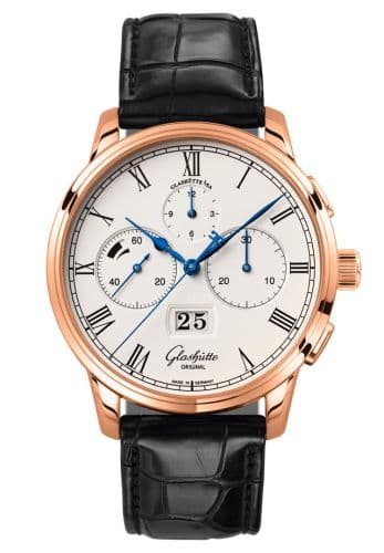 Glashütte Original Senator Chronograph Panorama Date Red Gold / Silver / Alligator / Pin