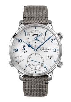 Glashütte Original Senator Cosmopolite Stainless Steel / Silver-Arabic / Synthetic