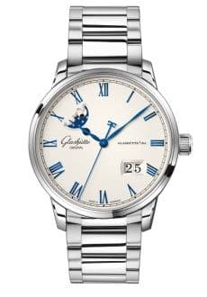Glashütte Original Senator Excellence Panorama Date Moonphase Stainless Steel / Frosted Silver / Bracelet