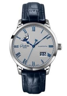 Glashütte Original Senator Excellence Panorama Date Moonphase Stainless Steel / Grey / Alligator - Folding