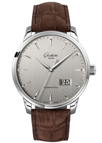 Glashütte Original Senator Excellence Panorama Date Stainless Steel / Grey / Alligator / Folding