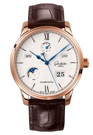 Glashütte Original Senator Excellence Perpetual Calendar Red Gold / Silver / Alligator / Folding