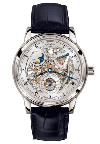 Glashütte Original Senator Moon Phase White Gold / Skeleton / Alligator / Folding
