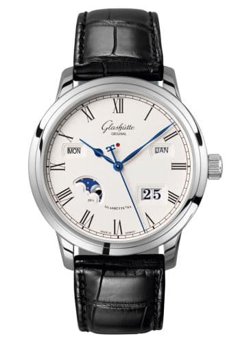 Glashütte Original Senator Perpetual Calendar Stainless Steel / Silver / Alligator / Pin