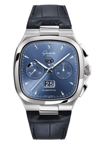 Glashütte Original Seventies Chronograph Panorama Date Blue / Alligator / Folding
