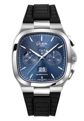 Glashütte Original Seventies Chronograph Panorama Date Blue / Rubbe r - Folding