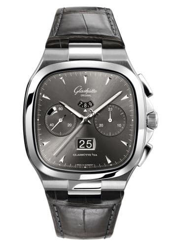 Glashütte Original Seventies Chronograph Panorama Date Ruthenium / Alligator / Folding