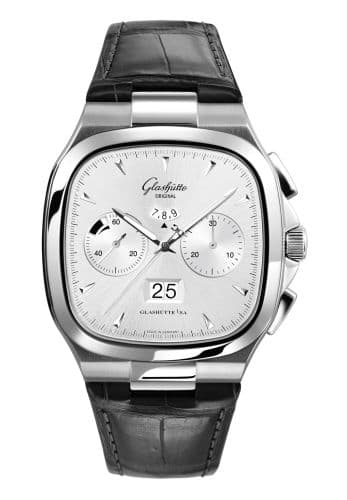 Glashütte Original Seventies Chronograph Panorama Date Silver / Alligator / Folding
