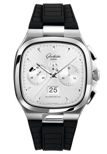 Glashütte Original Seventies Chronograph Panorama Date Silver / Rubber / Folding