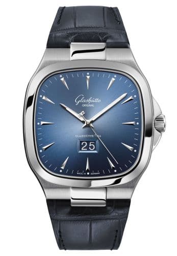 Glashütte Original Seventies Panorama Date Blue / Alligator / Folding