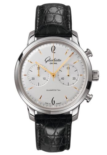 Glashütte Original Sixties Chronograph Stainless Steel / Silver / Alligator / Pin