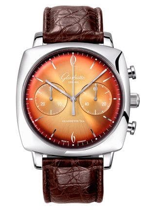 Glashütte Original Sixties Square Chronograph Stainless Steel / Tangerine