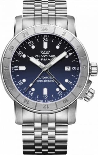 Glycine Airman 42 GMT Automatic Stainless Steel / Blue - Gradient / Bracelet