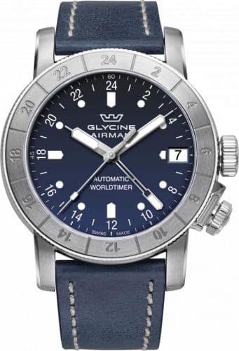 Glycine Airman 46 GMT Automatic Stainless Steel / Blue