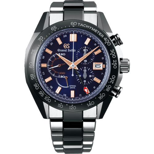 Grand Seiko Spring Drive Chronograph Titanium / Ceramic / Blue / Bracelet / Black Ceramics Collection