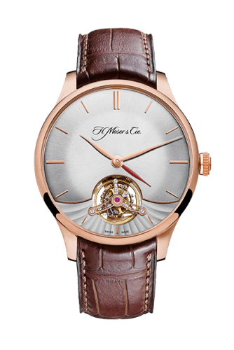 H. Moser & Cie Venturer Tourbillon Dual Time, Red Gold, Argenté Dial