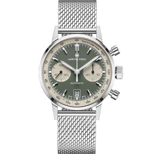 Hamilton Intra-Matic 68 Auto Chrono Stainless Steel / Green / Mesh