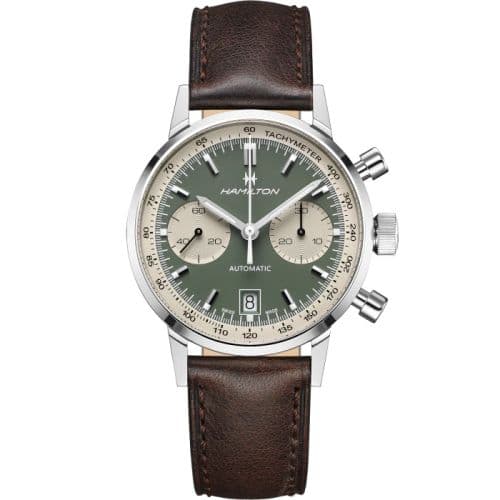 Hamilton Intra-Matic 68 Auto Chrono Stainless Steel / Green / Strap