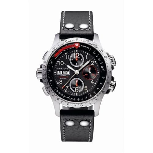 Hamilton Khaki Aviation X-Wind Automatic Black-Orange / Leather