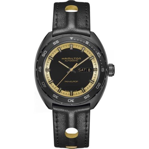 Hamilton Pan Europ Day Date Auto Black & Gold