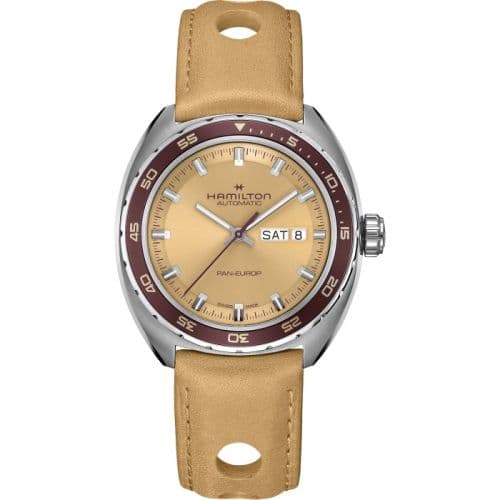 Hamilton Pan Europ Day Date Auto Stainless Steel / Beige