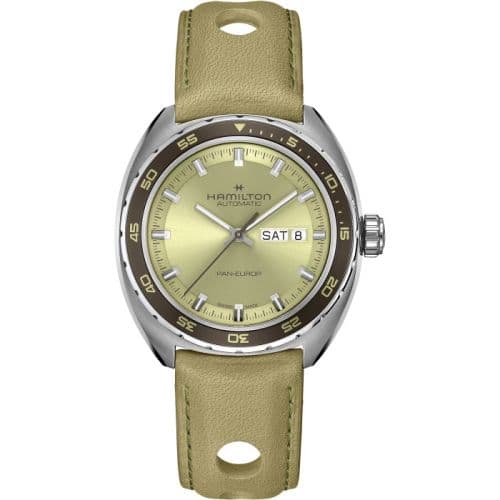 Hamilton Pan Europ Day Date Auto Stainless Steel / Green