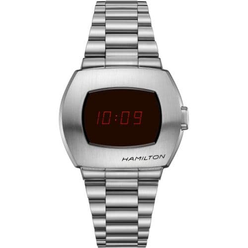 Hamilton PSR Digital Quartz Stainless Steel / Red