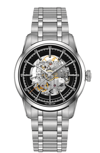 Hamilton Railroad 42 Skeleton Auto Stainless Steel / Black / Bracelet