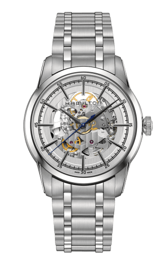 Hamilton Railroad 42 Skeleton Auto Stainless Steel / Silver / Bracelet