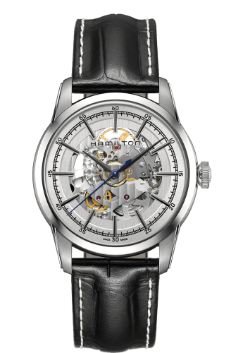 Hamilton Railroad 42 Skeleton Auto Stainless Steel / Silver