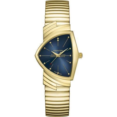 Hamilton Ventura Gents Yellow Gold / Blue Suede Shoes / Bracelet